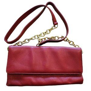 Mark and Graham Purse Red and Gold Leather Shoulder Bag Italian Handbag DH667